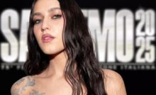 Gaia Gozzi e logo Sanremo 2025 nello sfondo